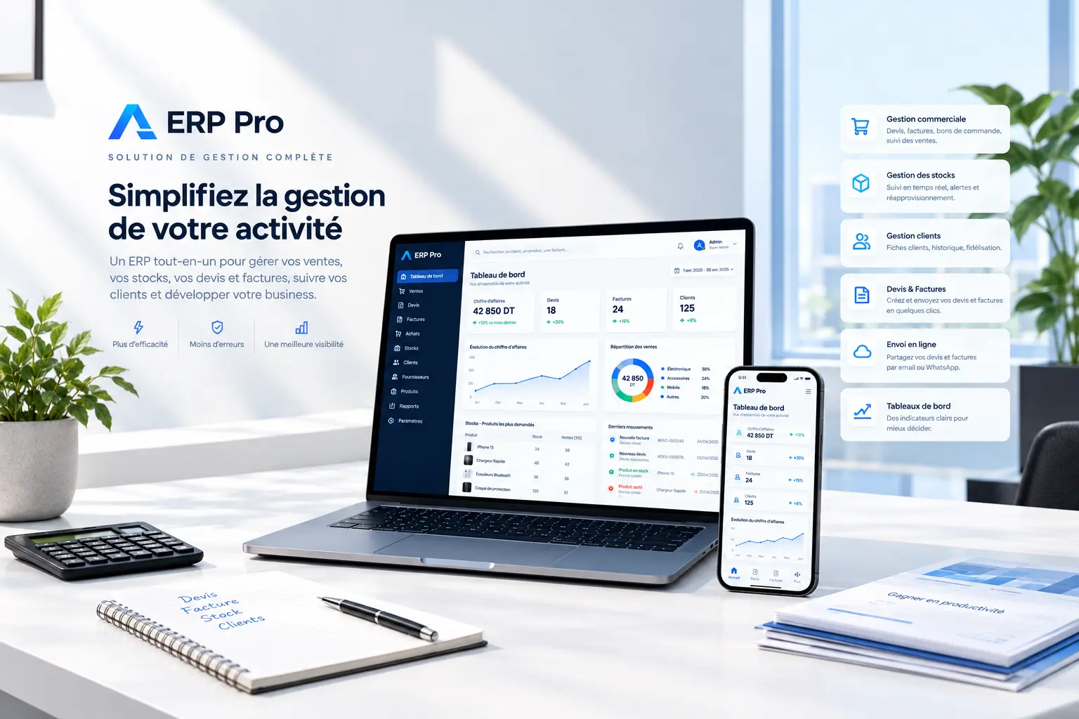 ERP de gestion commerciale, du devis au stock